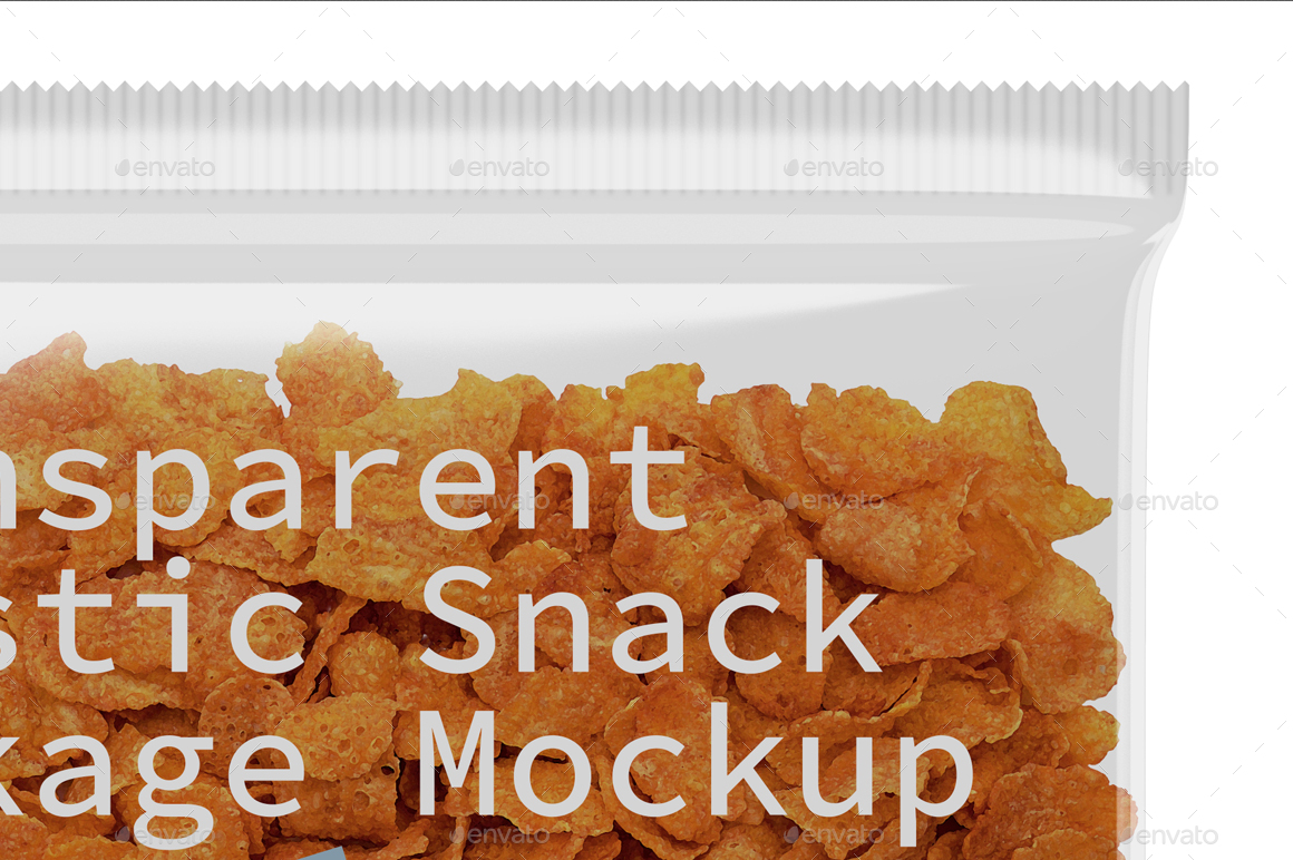 Transparent Plastic Snack Package Mockup Front & Back View, Graphics